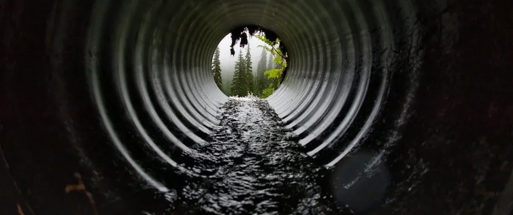 A photo from the inside of a stormwater drain